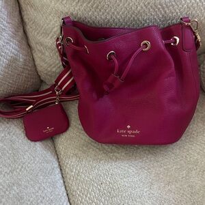 Kate Spade Fuchsia Shoulder Bag with Striped Strap